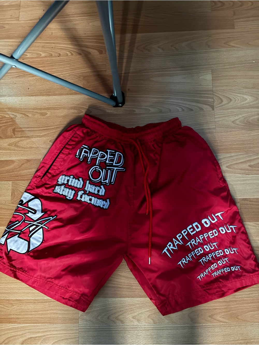 Trapped Out Red Men's Swim Board Shorts